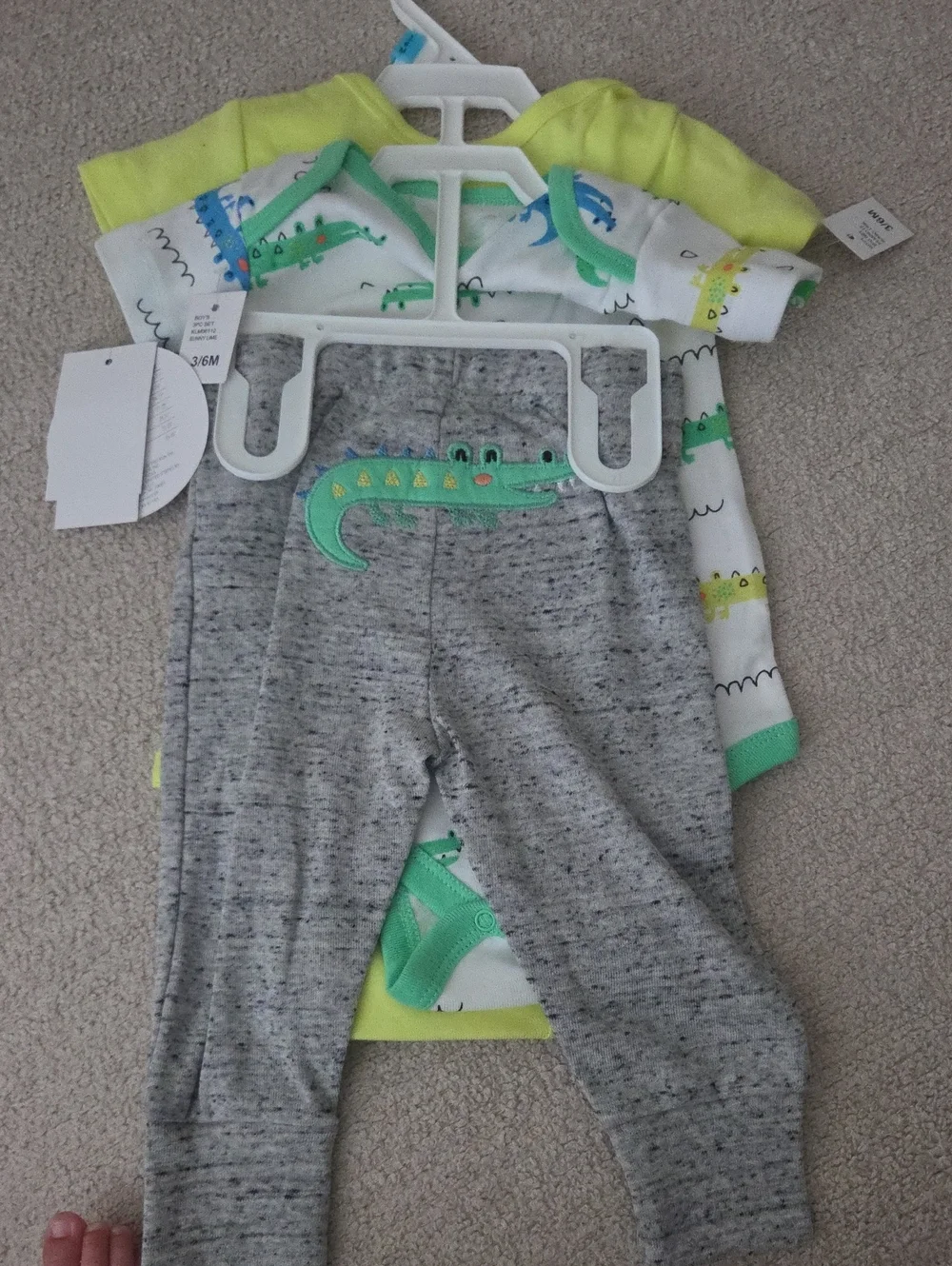 Koalababy Lime Green Crocodile 'I'm a Huge Deal' 3-Piece 100% Cotton